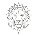 Lion using a crown and a sun in the forehead  tattoo design idea