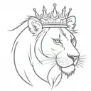 Lion using a crown and a sun in the forehead  tattoo design idea
