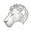 Lion using a crown and a sun in the forehead  tattoo design idea