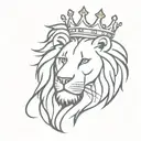 Lion using a crown and a sun in the forehead  tattoo design idea
