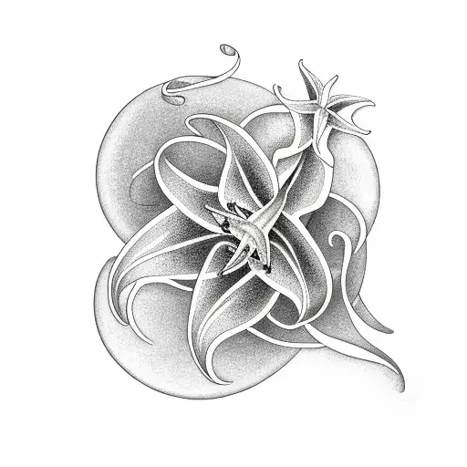 lighthouse with stargazer lilies tattoo design idea