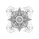 Pentagonal geometric pattern with small mandalas tattoo design idea