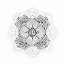 Pentagonal geometric pattern with small mandalas tattoo design idea