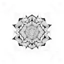 Pentagonal geometric pattern with small mandalas tattoo design idea