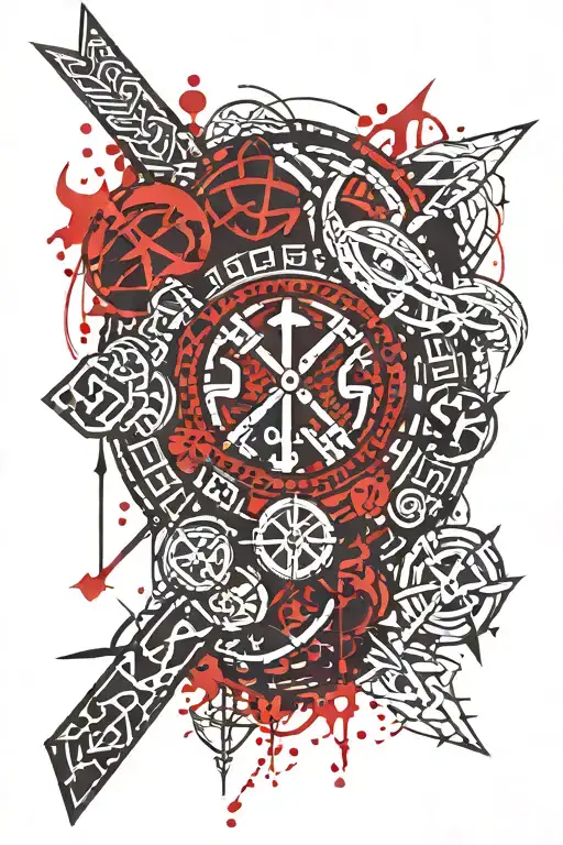 viking runes vegvisir tattoo design idea