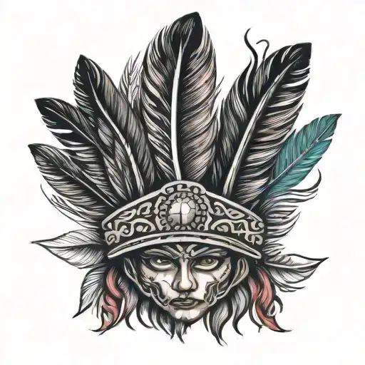 Mexico indigenous feather crown tattoo design idea