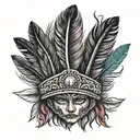 Mexico indigenous feather crown tattoo design idea