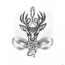 Celtic braid intertwined with a buck and hummingbird tattoo design idea