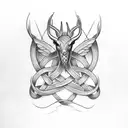 Celtic braid intertwined with a buck and hummingbird tattoo design idea