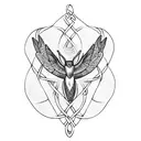 Celtic braid intertwined with a buck and hummingbird tattoo design idea