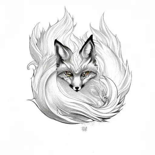 nine tails fox tattoo design idea
