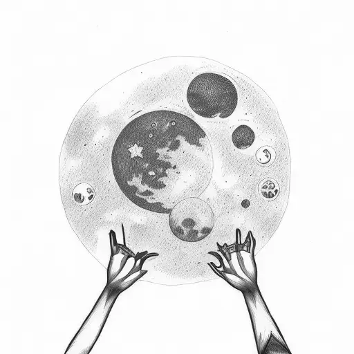 Moon with a flying man tattoo design idea
