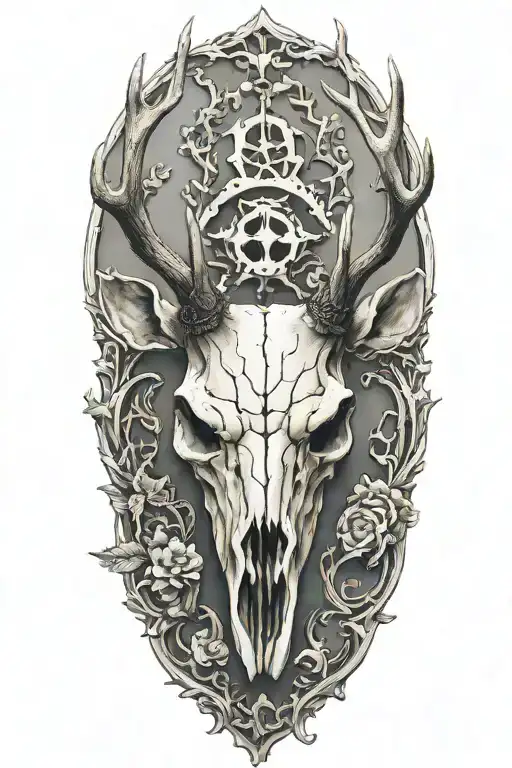 deer skull with antlers  tattoo design idea