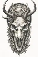 deer skull with antlers  tattoo design idea