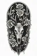 deer skull surrounded tattoo design idea