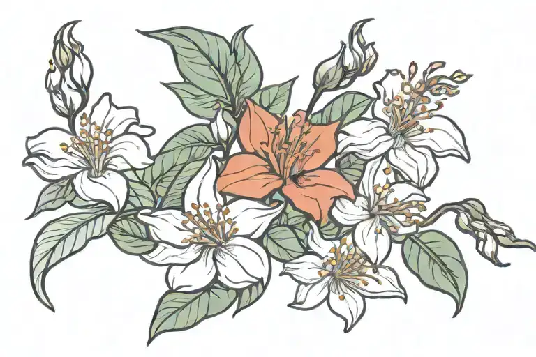 3 Arabian jasmine flowers  tattoo design idea