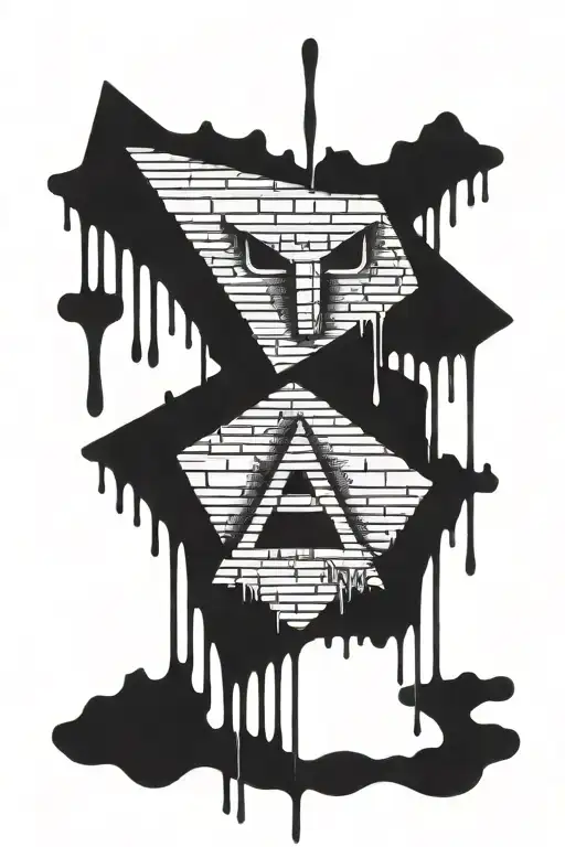 trippy, driping, dollor bill pyrimid, brickwork tattoo design idea