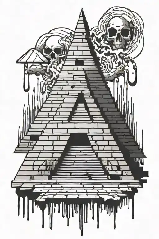 trippy, driping, dollor pyramid, brickwork tattoo design idea