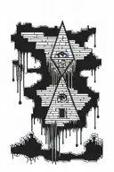 trippy, driping, dollor bill pyrimid, brickwork tattoo design idea