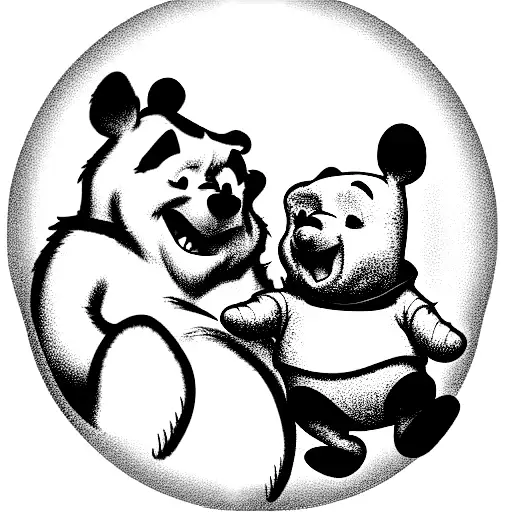 Winnie the Pooh holding hands with po from kung fu panda tattoo design idea