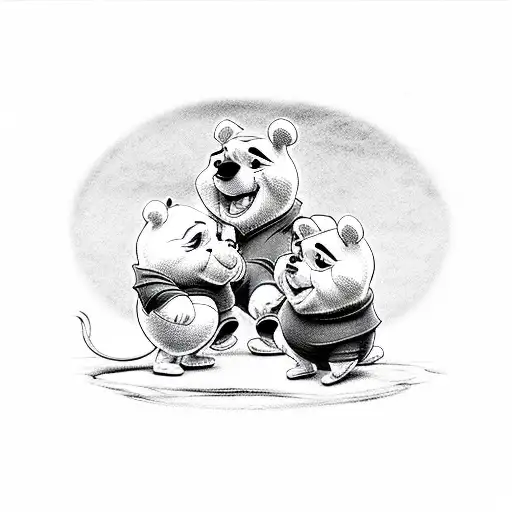 Winnie the Pooh and po from kung fu panda tattoo design idea