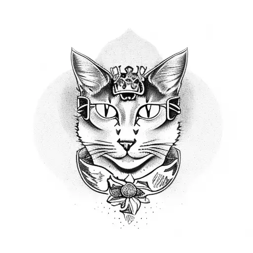 Coat of arms with a cat, a grape, a flower of liz tattoo design idea