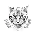 Coat of arms with a cat, a grape, a flower of liz tattoo design idea