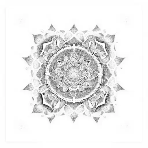 Mandala with mandelbrot set as the core tattoo design idea