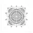 Mandala with mandelbrot set as the core tattoo design idea