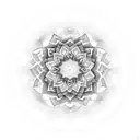 Mandala with mandelbrot set as the core tattoo design idea