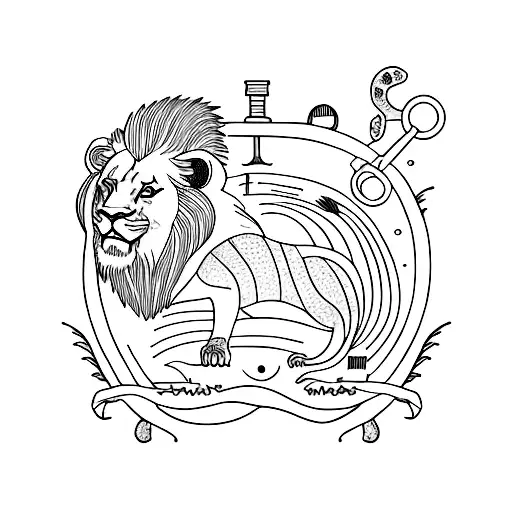 science, Alice in wonderland, wine, libre, lion, fish  tattoo design idea
