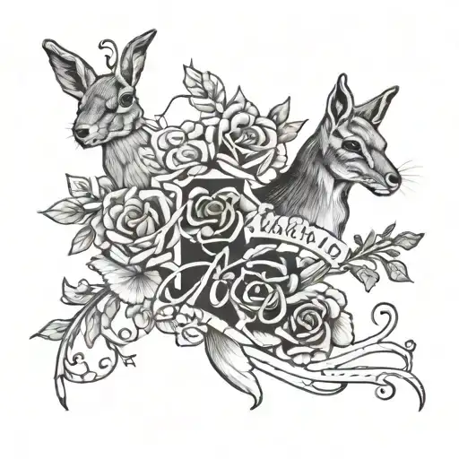 Text with Roos, Novy, Jesaiah, Millie tattoo design idea