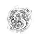 dragon, lion and moon tattoo design idea