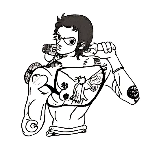 One Piece inspired tattoo featuring a PlayStation controller tattoo design idea