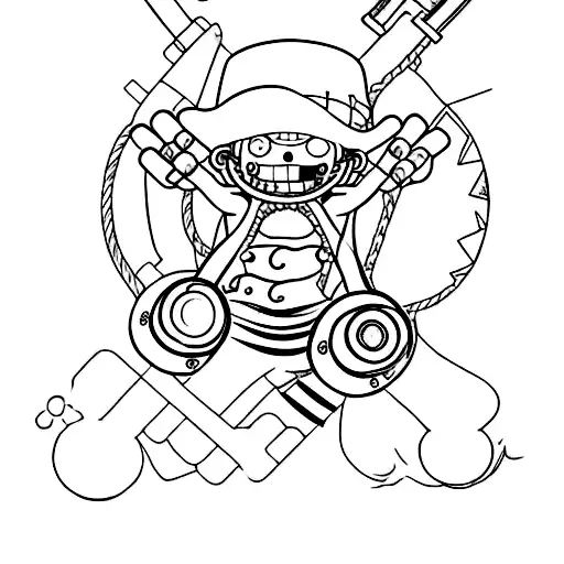 One Piece inspired tattoo featuring a PlayStation controller tattoo design idea