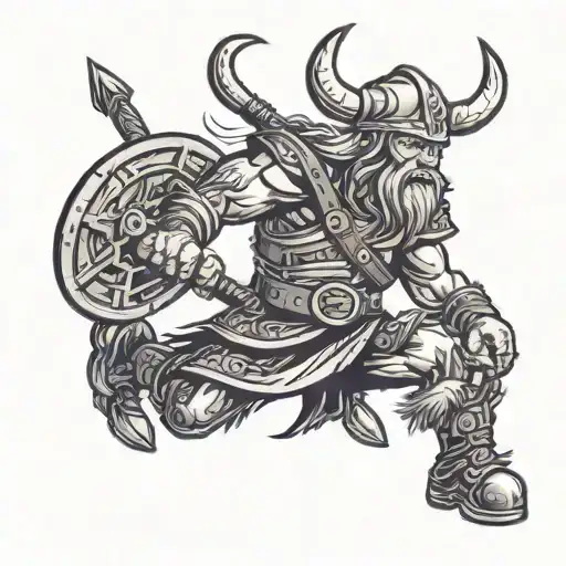 Sailor Jerry style Viking warrior wielding tattoo design idea