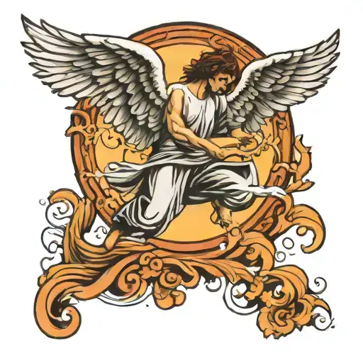 angel falling Icarus tattoo design idea