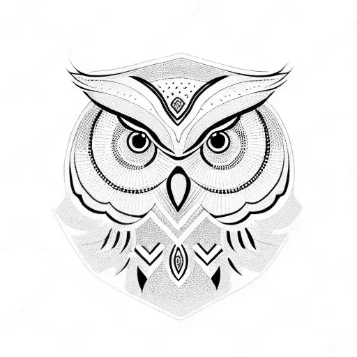 owl geometric tattoo design idea