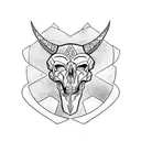 long sword for my back with animal skull on top tattoo design idea