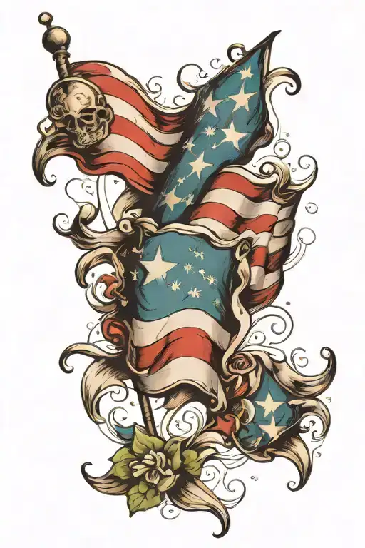 Italian and American flag tattoo design idea