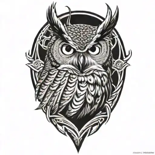 great horned owl, cover up tattoo design tattoo design idea