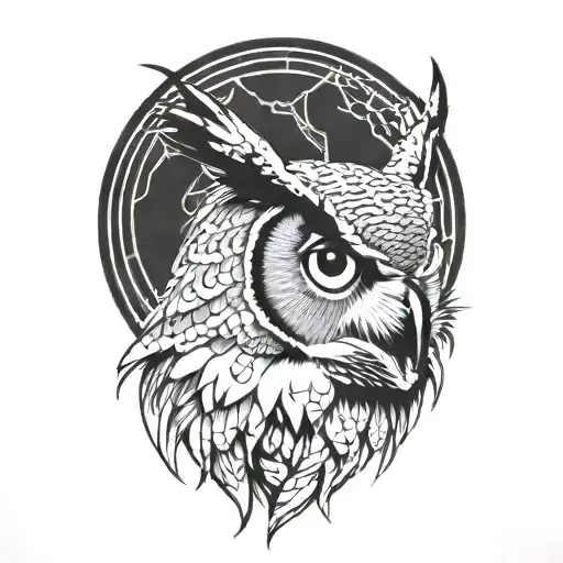 great horned owl, cover up tattoo design tattoo design idea