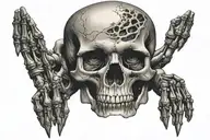 skeleton face on hand tattoo design idea
