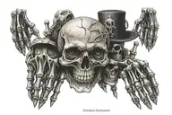 skeleton face on hand tattoo design idea
