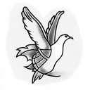 dove with heart tattoo design idea