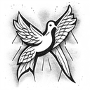dove with heart tattoo design idea