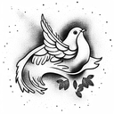 dove with bear and heart tattoo design idea