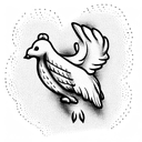 dove with bear and heart tattoo design idea