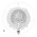 tree of life with Mother Earth giving birth a the root of the tree, snake around the root of the tree tattoo design idea