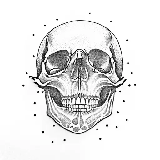 Create a skull mandala with a touch of dotwork tattoo design idea